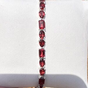 925 Red Garnet Tennis Bracelet